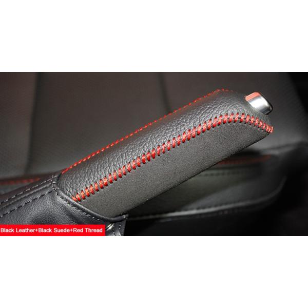 Black Leather Red Suede Handbrake Cover for Mazda CX-5 Hand-Stitched Cover