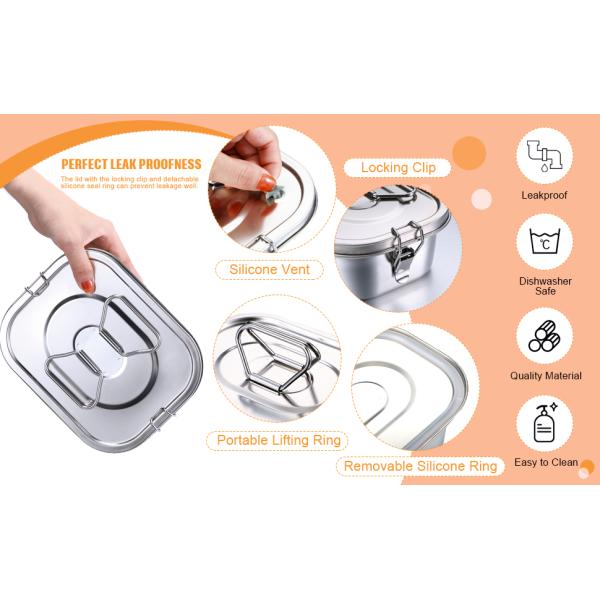 Stainless Steel Bento Box Metal Lunch Box Containers Leak-proof For Adults Dual Tiers Metal Lunch Box Container