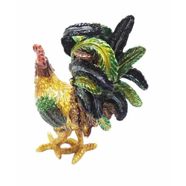 Pretty Cock metal jewelry box Rooster enamel treasure trinket box