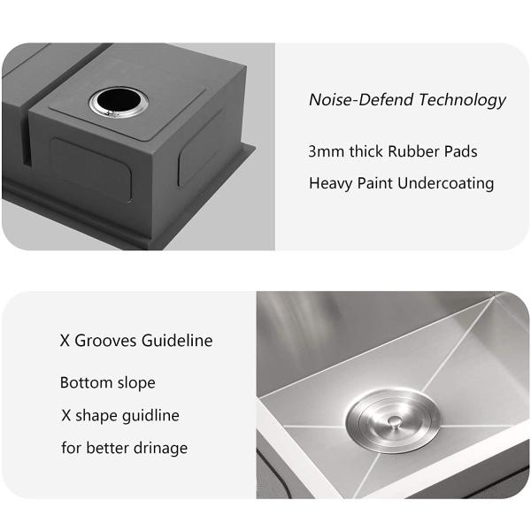 Undermount 304 Stainless Steel Sink Deep Double Bowl