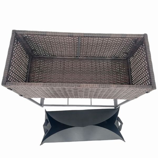 Metal Plant Pot Flower Bucket Square Rectangle Flower Pot  Garden Rattan Planter Stand