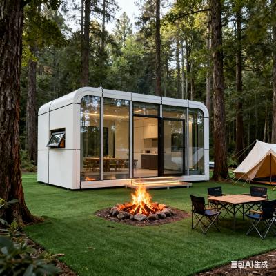 6000x3300x3000mmの寸法と1室1浴室デザインのポータブルアップルカプセルハウス