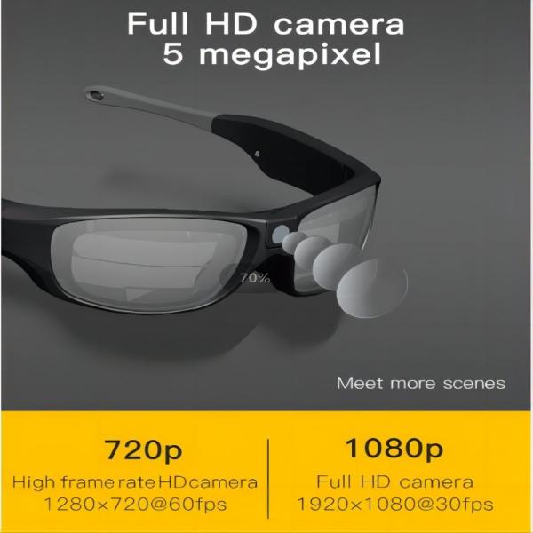 Waterproof IPX55 Sport Video Sunglasses For Cycling, Mountaineering, Riding, Running