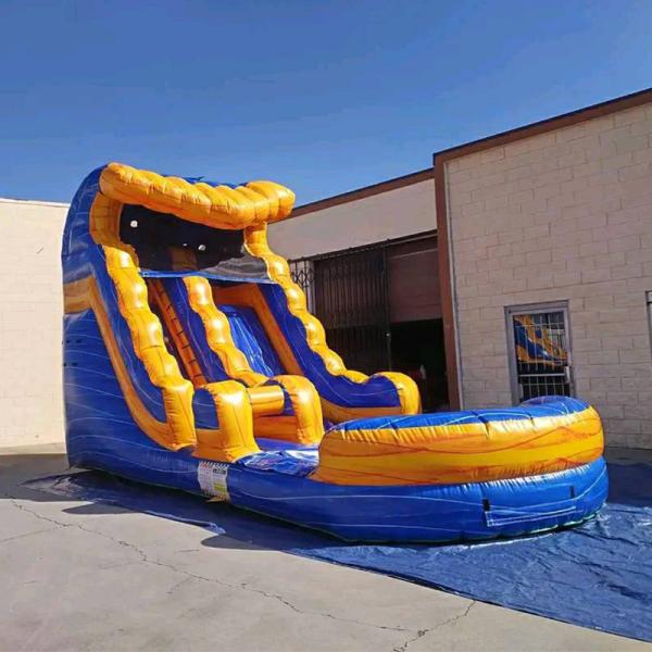 Portable Fun Guaranteed with Small Tropical Inflatable Waterslide Combo Bounce House