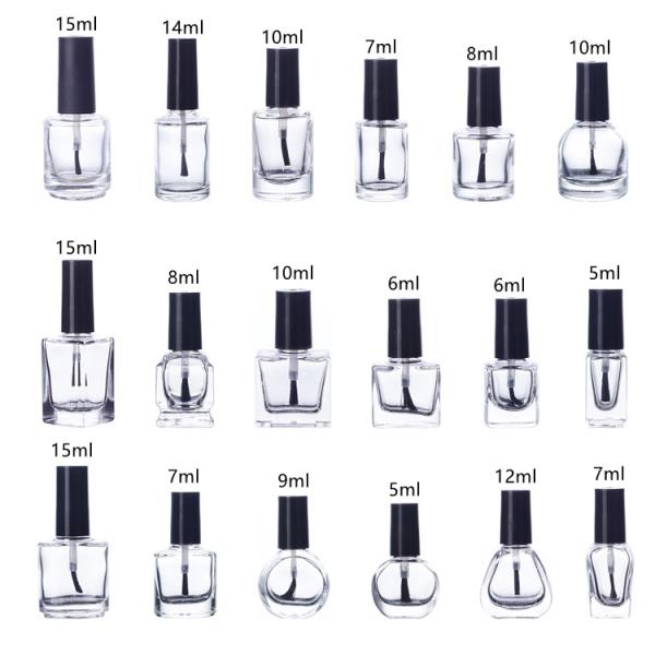 Glass Nail Polish Bottle with Cap and Brush Customized Design from Private Label