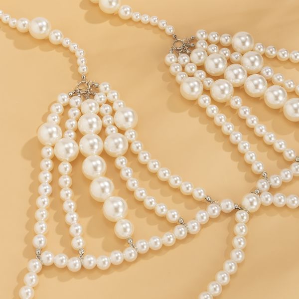 European and American Body Chain Bikini Size Bead Chain Waist Chain Wholesale Price Multi-layer Imitation Pearl Simple Sexy
