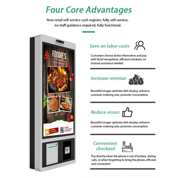 OEM Factory 23.6 Inches Windows Wall Mounted Smart Ordering Kiosk Customization Kiosk with POS Space