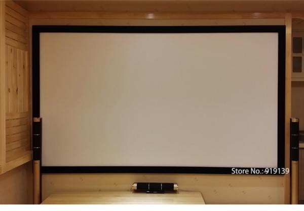 Durable 92Inch Fixed Frame Projection Screen With 80mm Black Velevt Aluminum Cinema Fabric