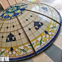 Premium Arte de vidrio pintado Cúpula Lucernario Techo Antigüedades arquitectónicas Techo con cúpula de vidrio pintado
