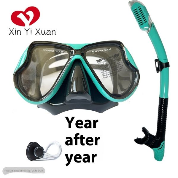 Deep diving mask dry breathing tube set. Floating diving mask from overseas. Customized by adult manufacturers. ODM of silicone diving mask.