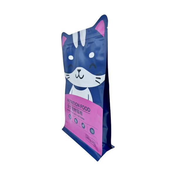1.5kg Custom Cat Shape Design Stand Up Flat Box Bottom Pet Cat Food Packaging Bags Pouch with Resealable Zipper