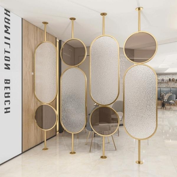 Stainless Steel Metal Room Divider Glass Partition Between Hall And Dining