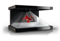 3 centro comercial olográfico de la exhibición del escaparate de la pirámide del holograma de las caras 3D