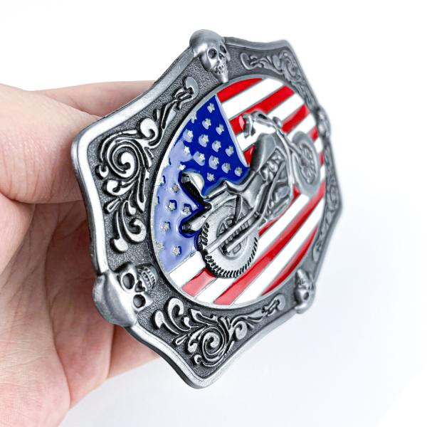 Men'S Fashion Custom Made Belt Buckles Motor Cycle Style Sheriff Belt Buckle Antique Silver Metal