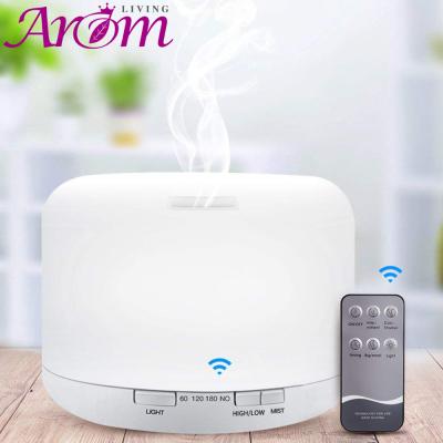 difusor plástico branco do aroma 500ML com luz do diodo emissor de luz de 7 cores e o controlador remoto