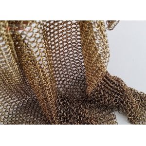 Brass Color Chainmail Mesh Curtain with 0.53mm Wire and 3.81mm Ring Diameter for Interior Decoration