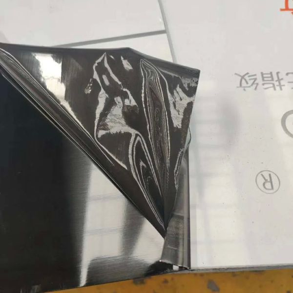 24 Gauge 304 Stainless Steel Sheet with No 8 Mirror Finish and Black Titanium Coating