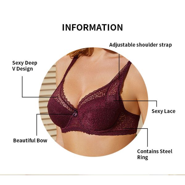 Wholesale Women Bra Lace Decoration Sexy Bras Adjustable Straps High Quality for Female C/D Cup Bras