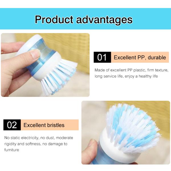 Kitchen Cleaning Brush with ABS Handle Soap Dispensing Plastic Dishwashing Brush