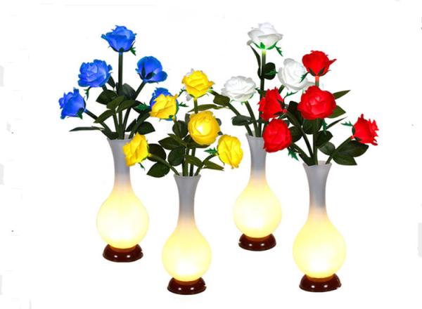 LED Simulation Rose Vase Lamp Bedroom Modelling Table Small Night Lights Flower Bedroom Decorative Lamp