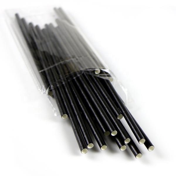 250pcs Biodegradable Customized Logo Black Paper Straws 197mm for Eco Friendly Products