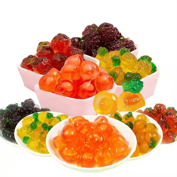 Fruit Bonbons Candy 3D 4D Gummies Bulk Jam Filled Soft Candy Sweets