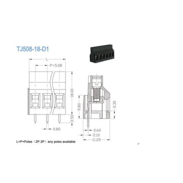 Pitch 5.08mm 300V 10A 2P - 24P Euro type Raising series Screw Type PCB Connectors
