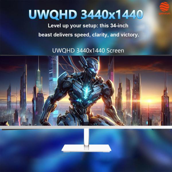 34 Inch Flat Gaming Monitor UHD PC Computer Monitor 3440x1440 Resolution OEM Logo