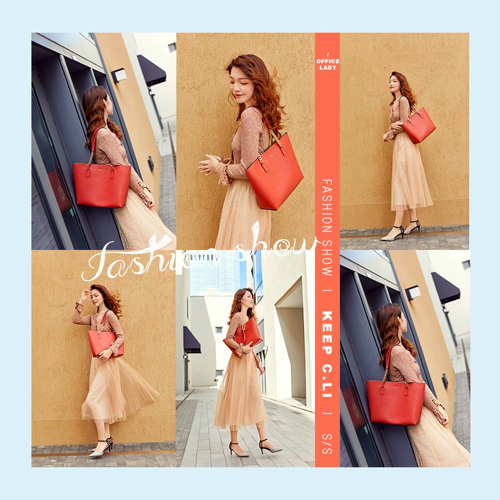 28cm Women's Casual Shoulder Bags Red Commuter Tote Bag