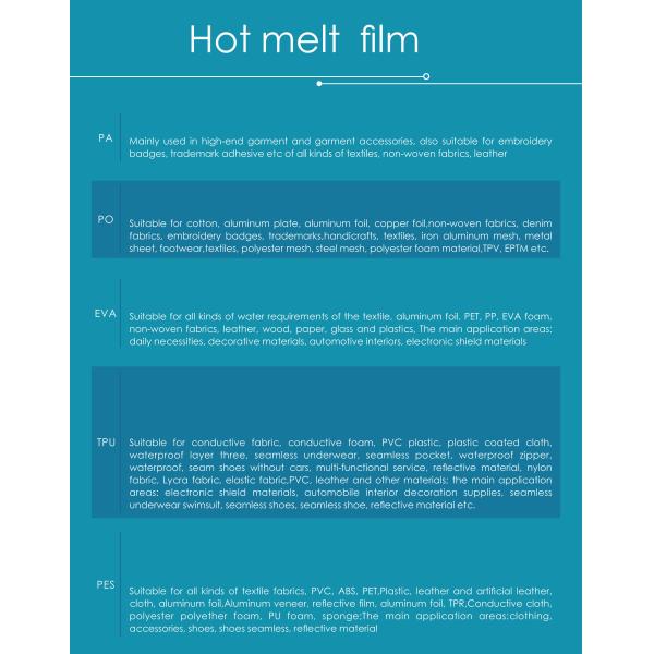White Garment Adhesive Hot Melt Fusible Film 150cm Width
