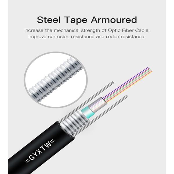 На открытом воздухе одиночное волокно режима G652D бронированное - провод стали оптического кабеля GYXTW