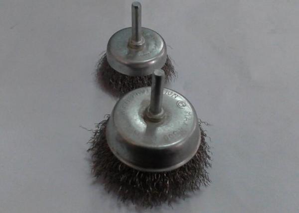 3 Inch Stem Mounted Stainless Steel Cup Brush / Crimped Cup Brush For Edge Blending