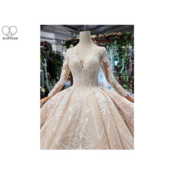 Irregular Ladies Bridal Dress , Beaded Ball Gown Wedding Dress Two Layer Trailing