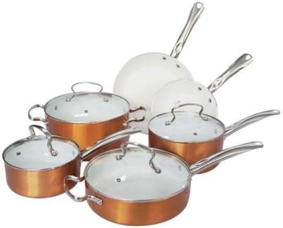 2017 new products aluminum cooper induction non stick ceramic cookware sets