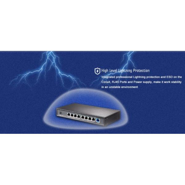 24V Passive 8 Channel POE Switch Fast Ethernet Switch Eco - Friendly