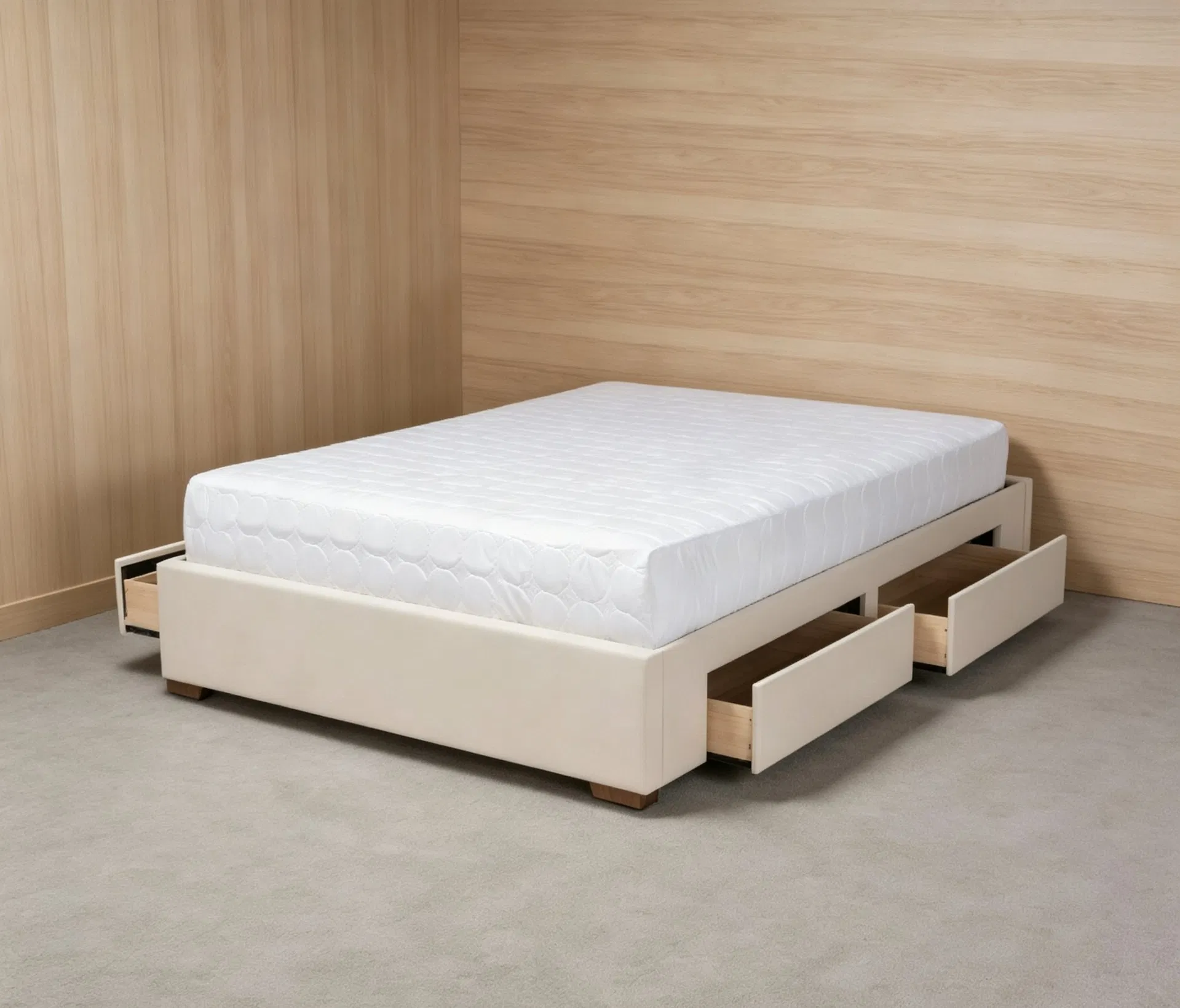 Modern and Contemporary Fabric Upholstered 4-Drawer Platform Storage Bed Frame
