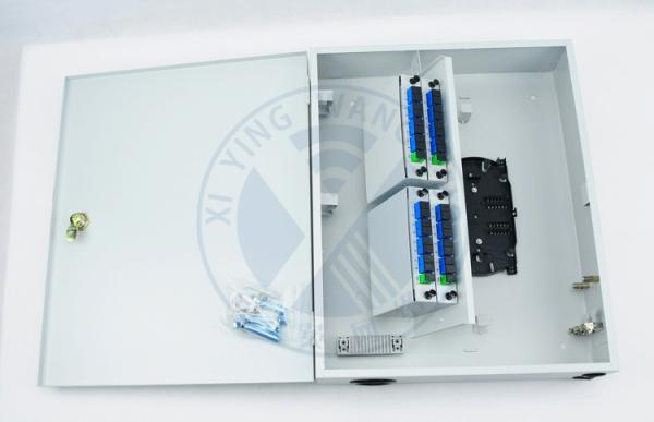 Indoor Cold rolled steel(SPCC)  Wall Mounted Fiber Optic Distribution Box with 4*1:8 PLC Port SC