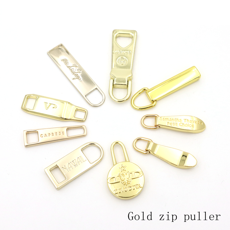 25mm Custom Light Gold Hollow Heart Metal Zipper Pull Charm with Matching Zipper Slider, Decorative Zipper Hardware for Handbags & Cosmetic Pouches