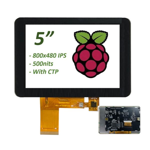 Polegada 800x480 Dots Raspberry Pi Compatible da exposição 5 do toque da janela HDMI de Pcap