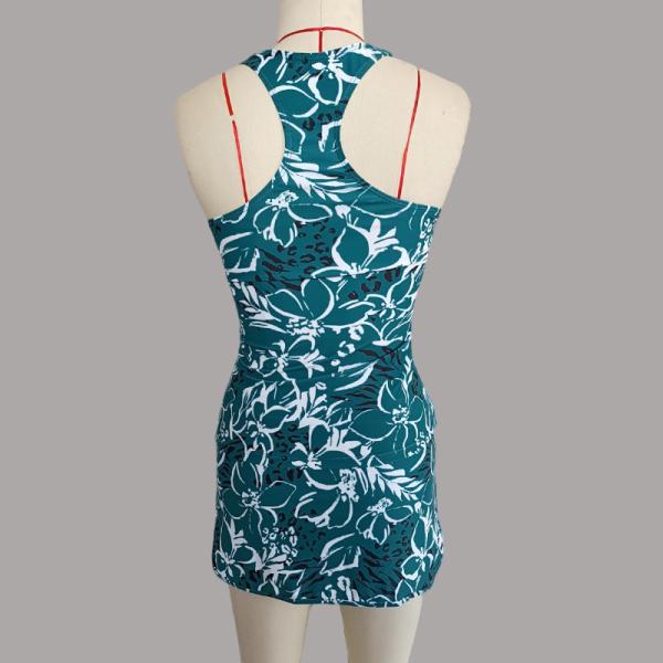 Hot Sale Racer Back Jungle Flower Digital Printing Women Wholesale Bathing Suits Tankini Swimsuit Two Piece Beach Wear