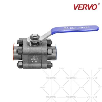 A válvula de bola de 3 partes DN20 forjou A105N de aço a linha 800lb de 3/4 de polegada 20mm que solda o tipo de flutuação bola do interruptor da alavanca macia do selo