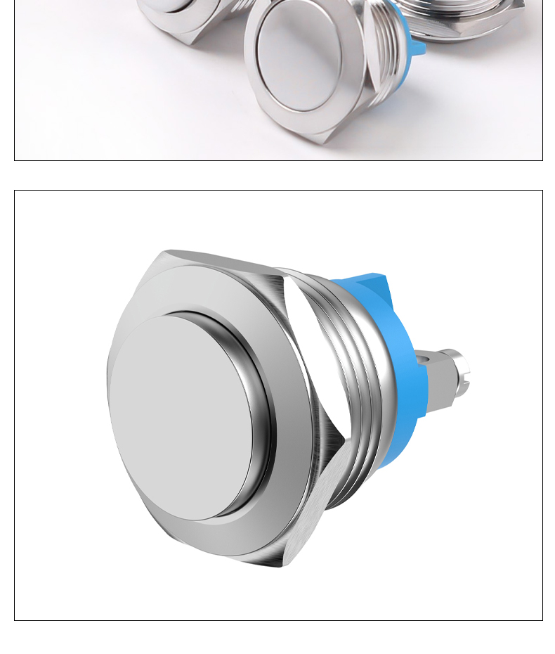 19MM Metal Push Button Switch With Screw Foot Welding Foot No LED Self-Reset Momentary High/Flat/Ball Head 1NO Jog Switch