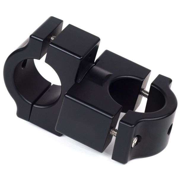 Black Anodized CNC Aluminum Cross Clamp Connector Dual C Shape Tube Clamps