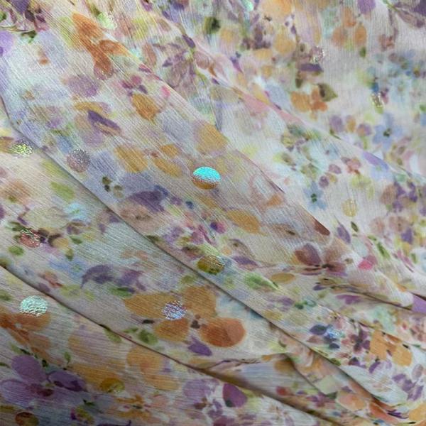 145cm Dress Polyester Viscose Floral Printed Woven Fabrics Muslin Shrink Resistant