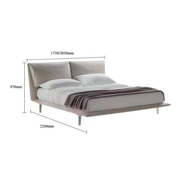Stainless steel Upholstered Bedroom Sets Modern White Leather King Size Bed