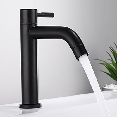 SUS304 Stainless Steel Bathroom Faucets Single Handle In SN Matte Black