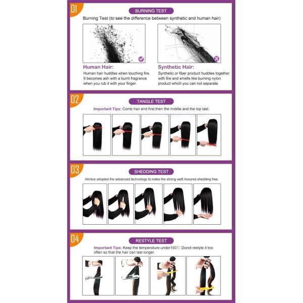 8A Grade Virgin Human Hair Extensions , Machine Weft 40