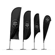 Advertising Double Side Printing Aluminium Fiberglass Flagpole Custom Beach Flags Rectangle