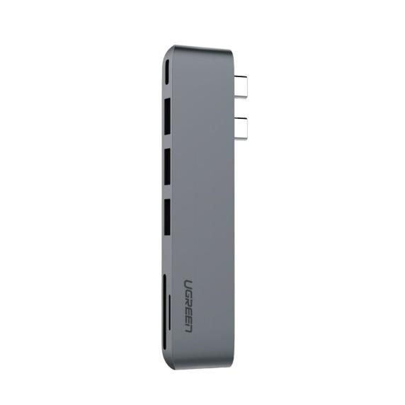 Adaptateur USB C pour MacBook Thunderbolt 3 Hub avec 3 USB 3.0 100W Lecteur de carte micro SD