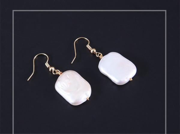 New Natural Baroque Pearl Stud Earrings Hand made Metallic Twist Braided Design Pearl Natural Baroque Pearl Earring